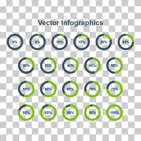 Set of Information round diagram icon, infographic pie design, marketing vector illustration.のイラスト素材