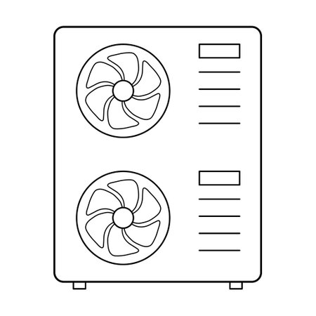 Heat pump air source icon, cooling electric system machine, cool web vector illustration.のイラスト素材