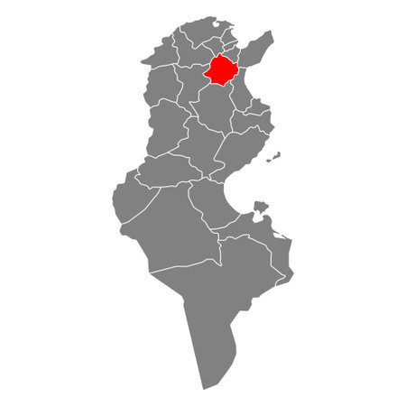 Zaghouan of Tunisia Governorates map shape, travel web flat icon vector illustration.のイラスト素材
