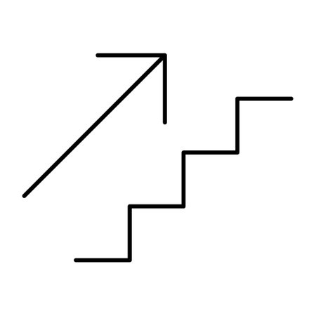 Stairs up arrow graph sign icon. Flat web walk step design vector illustration.のイラスト素材