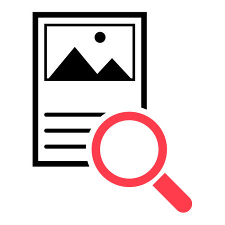 Search result icon, research data report sign, control analysis symbol vector illustration.
