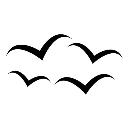 Set of flying bird design, nature freedom flock sign, vector illustration.のイラスト素材