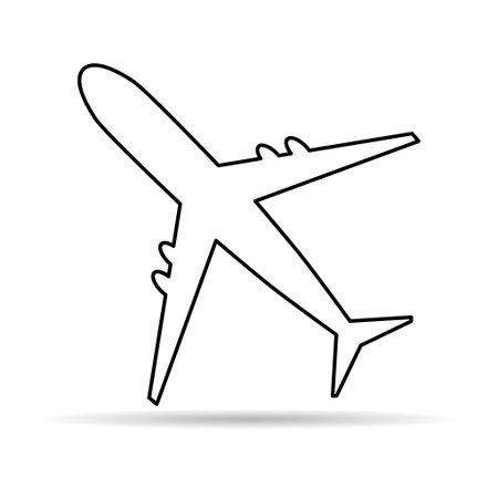 Airplane travel shadow symbol, plane design shape icon, airplane fly vector illustration.のイラスト素材
