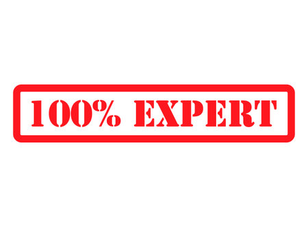 Expert 100% stamp symbol, label sticker sign button, text banner vector illustration.のイラスト素材