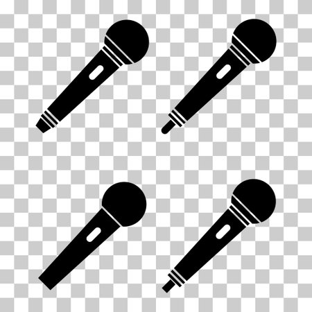 Set of Microphone icon, audio speech symbol, record concert sign, web button design.のイラスト素材