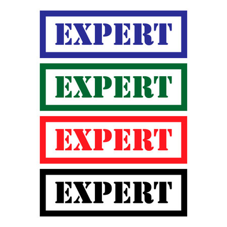 Set of Expert stamp symbol, label sticker sign button, text banner vector illustration.のイラスト素材