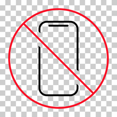 Mobile forbidden icon, no use phone sign, ban smartphone label vector illustration.のイラスト素材
