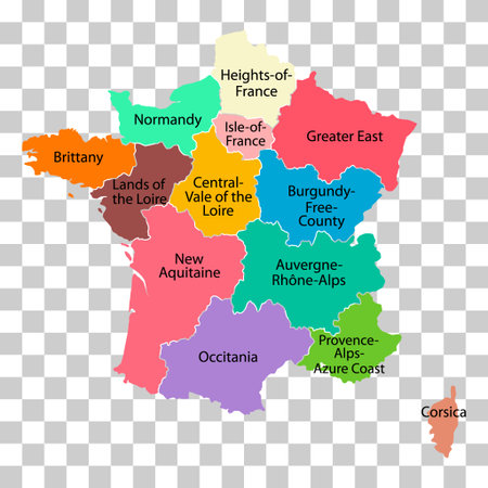 France regions map symbol shape, travel web flat concept icon symbol vector illustration.のイラスト素材