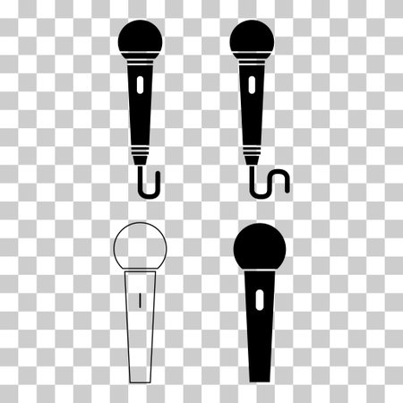 Set of Microphone icon, audio speech symbol, record concert sign, web button design.のイラスト素材