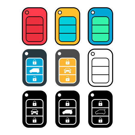 Set of Car key icon, door system safety automobile web design, unlock button vector illustration.のイラスト素材