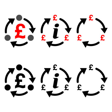 Set of Pound money change icon, trade cash information web symbol, convert sign vector illustration.のイラスト素材