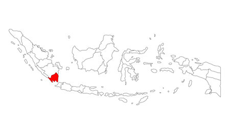 Indonesia detailed Lampung map shape, Flat web graphic concept icon symbol vector illustration.のイラスト素材