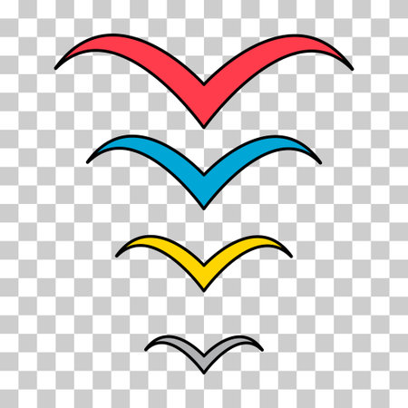Set of flying bird design, nature freedom flock sign, vector illustration.のイラスト素材