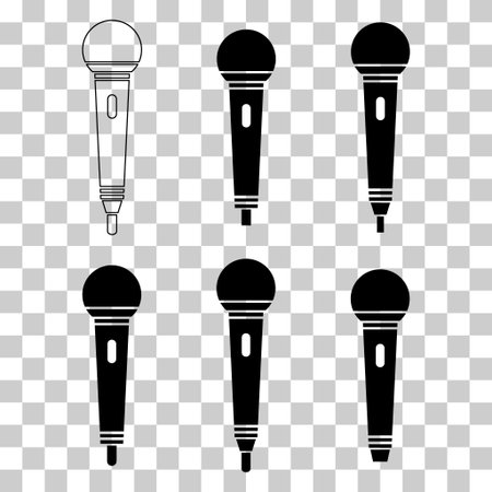 Set of Microphone icon, audio speech symbol, record concert sign, web button design.のイラスト素材