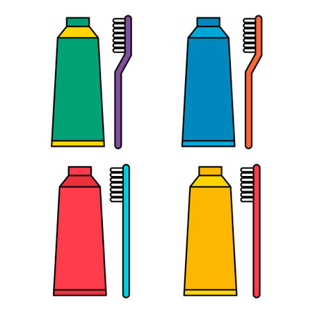 Set of Tooth brush care icon, dental hygiene web sign vector illustration.