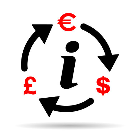 Dollar euro pound money change shadow icon, trade cash information web symbol vector illustration.のイラスト素材