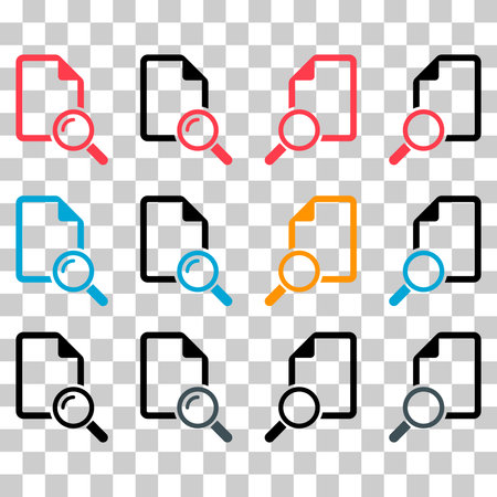 Set of Search result icon, research data report sign, analysis symbol vector illustration.のイラスト素材