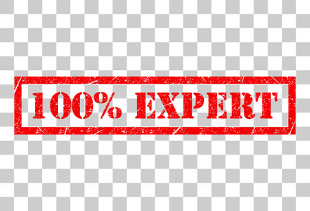 Expert 100% stamp symbol, label sticker sign button, text banner vector illustration.のイラスト素材