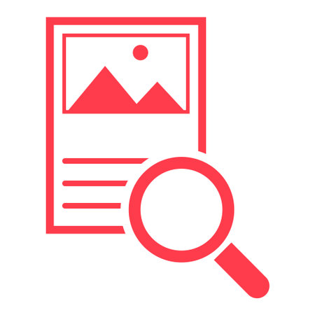 Search result icon, research data report sign, control analysis symbol vector illustration.