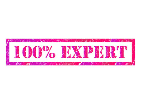 Expert 100% stamp symbol, label sticker sign button, text banner vector illustration.のイラスト素材