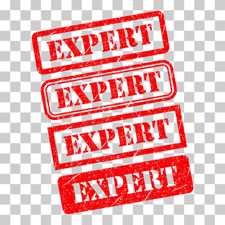 Set of Expert stamp symbol, label sticker sign button, text banner vector illustration.のイラスト素材