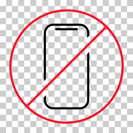 Mobile forbidden icon, no use phone sign, ban smartphone label vector illustration.のイラスト素材