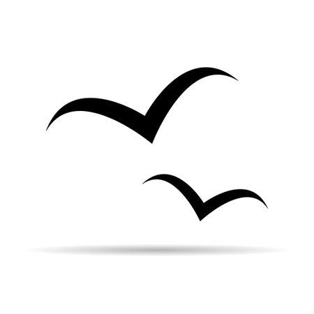 flying bird shadow design, nature freedom flock sign, vector illustration.のイラスト素材