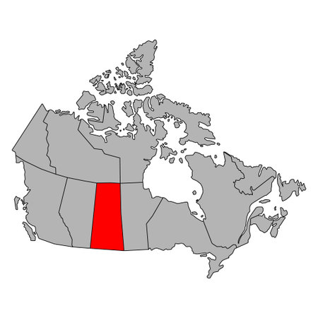 Saskatchewan of Canada map shape, travel web flat concept icon vector illustration.のイラスト素材