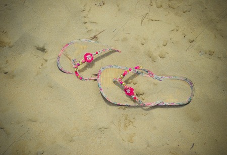 Colorful step-ins on a deserted beachの写真素材