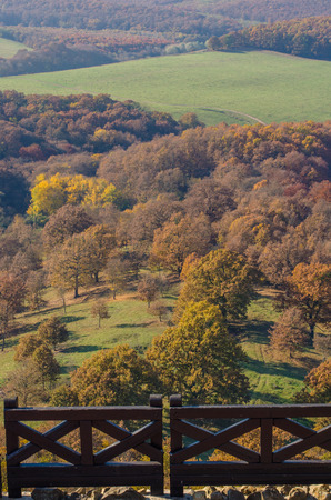 Holloko Castle in Hungary and autumn park aroundの写真素材
