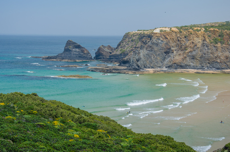 Praia Adegas beach near Odeceixe, Portugal.の写真素材