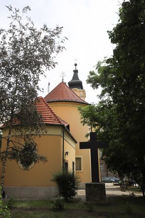 Szent Florian catholic church building back facade in Budapestの写真素材