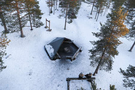 Resting point Nakoalatorni from view tower in Rovaniemi, Finlandの写真素材