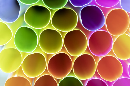 Close up colorful drinking plastic straws.