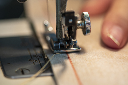 Close up view of sewing machine background.の写真素材