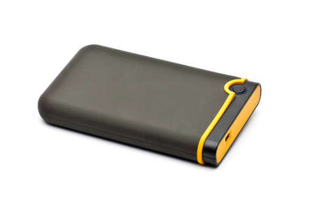 External hard drive for computer on isolated white backgroundの写真素材