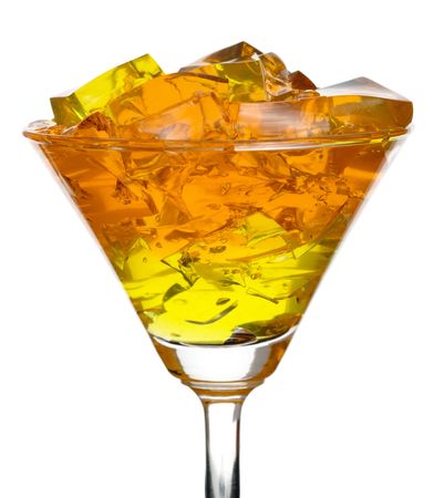 Colourful jelly in glass, isolated over white backgroundの写真素材
