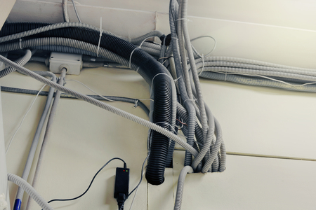 Wiring harness with insulation of corrugated insulating material in the production area. Cable...