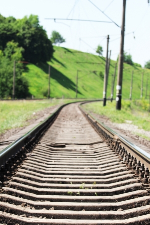 the way the railroad on the natureの写真素材