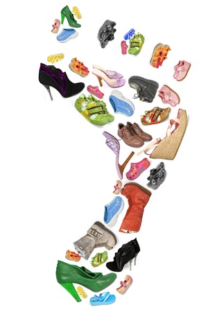 collection of different shoes in the form of isolated footの写真素材