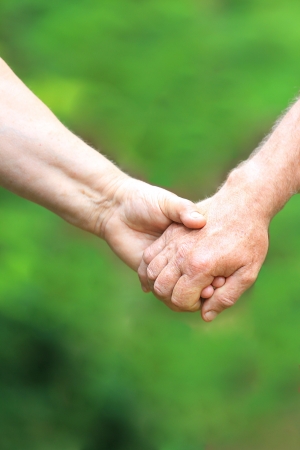 two hands of an elderly coupleの写真素材