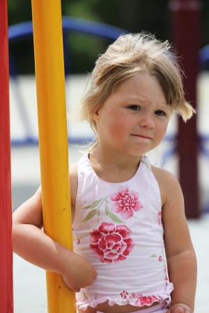 beautiful little girl on natureの写真素材