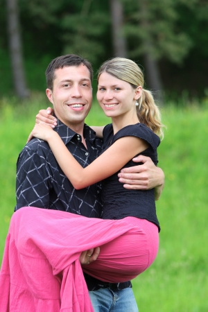 nice couple in love outdoorsの写真素材