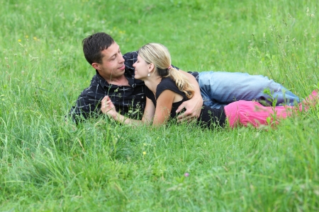 nice couple in love outdoorsの写真素材