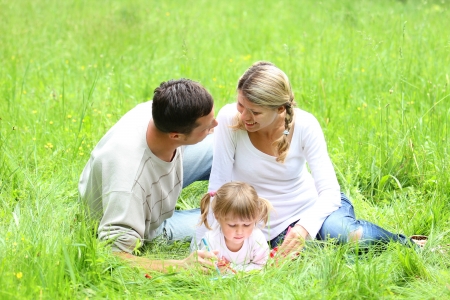 young family play on the natureの写真素材