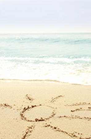 sun in the sand on the beachの写真素材