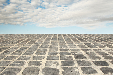 a paving on the road and skyの写真素材