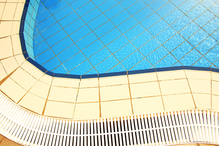 blue water in the pool and near the backgroundの写真素材