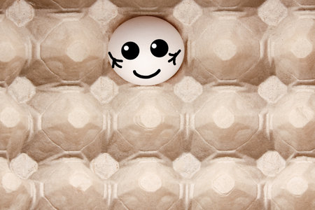 Eggs in a cardboard tray and suitable for transporting and transporting whole eggsの写真素材