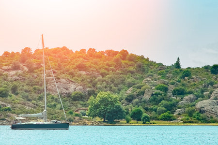 beautiful nature by the sea in greece backgroundの写真素材